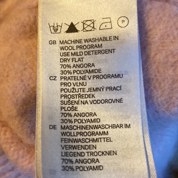 H&M Wool Blend Angora Fuzzy Crewneck Pullover Pale Rose Medium - Picture 7 of 7